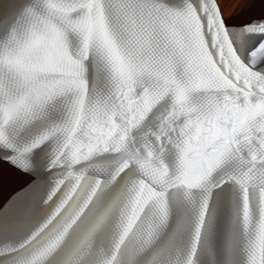 Carter's 6 mo white cotton dress embroidered flowers vintage baby infant girls